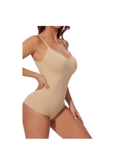 Uniquetrenders Kadın Dikişsiz Toparlayıcı Ve Çıtçıtlı İp Askılı Slip Body Korse Ten Rengi