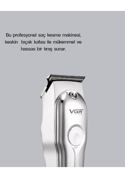Profesyonel - 539 - Gümüş Şarjlı Tıraş Makinesi 3 Başlık, 120 Dakika Kullanım Süresi, Kompakt Ve - Glblseme - Hafif Tas