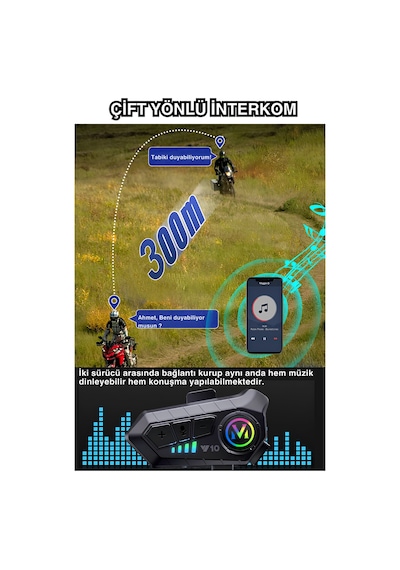 AbbRuch Y10 Bluetooth Intercım Motosiklet Kulaklığı