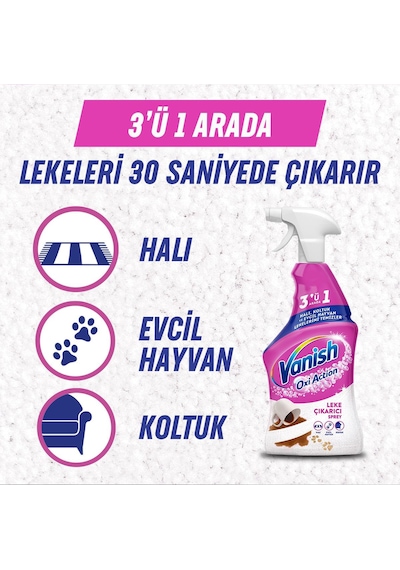 Vanish Oxi Action Halı, Koltuk Ve Evcil Hayvan Leke Çıkarıcı Sprey 500 MLx 3
