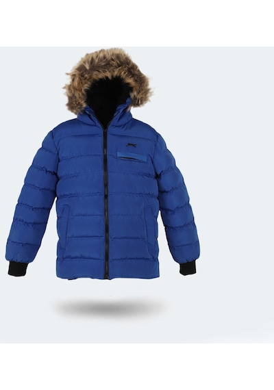 Slazenger CALISTO NEW Çocuk Kapüşonlu Şişme Saks Mavi Mont & Kaban