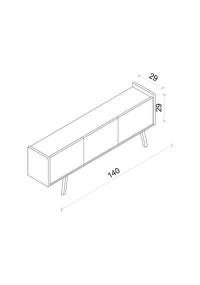 Spica Safir Meşe Rengi Mdf 3 Kapak Ahşap Ayaklı 140 Cm Tv Ünitesi