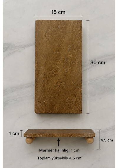Doğal Traverten Mermer 15x30 Cm Sunum Tepsi Diğer