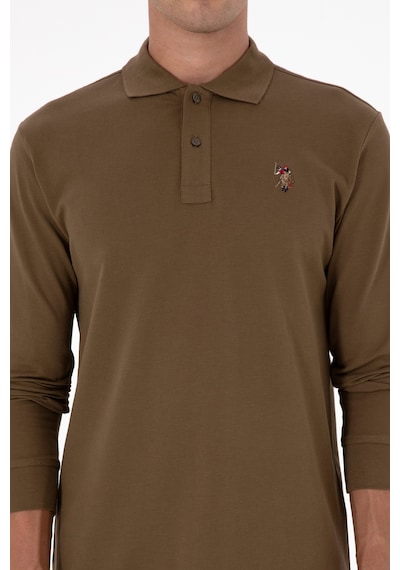 U.S. Polo Assn. Erkek Regular Fit Polo Yaka Haki Basic Sweatshirt 50313772-VR027