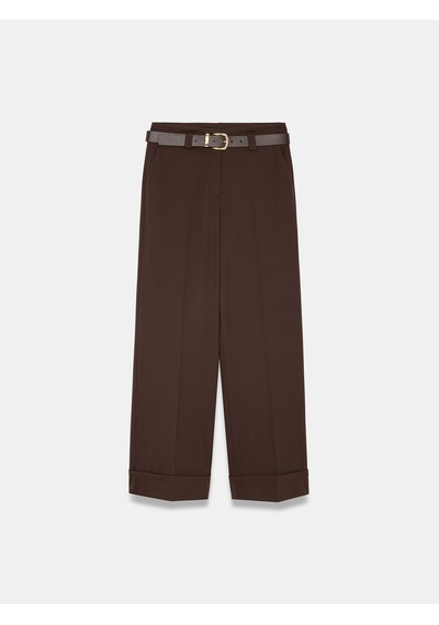 Dilvin 72821 Kemerli Kıvrık Paça Pantolon-kahve