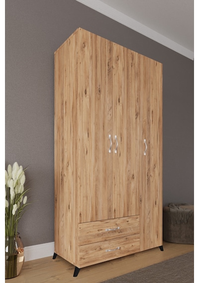 Mavera 3 Kapaklı 2 Çekmeceli Gardrop, Atlantik Çam, 90 Cm Atlantik Çam