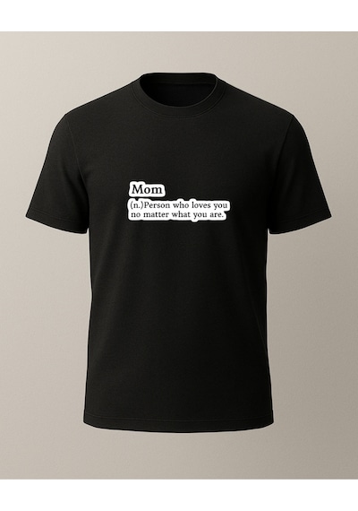 Mom N. Baskılı T-shirt Siyah