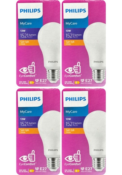 4 Adet Philips 13w Sarı Işık E27 Duylu Kalın Duy Led Ampul