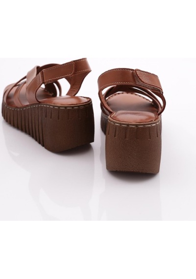 Dgn 254 Kadin Şeritli Açik Sandalet 254-2498-R2605 Taba