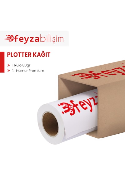 Feyza Bilişim Premium Opak 80 Gr Plotter Kağıdı 62cm X 50mt -1
