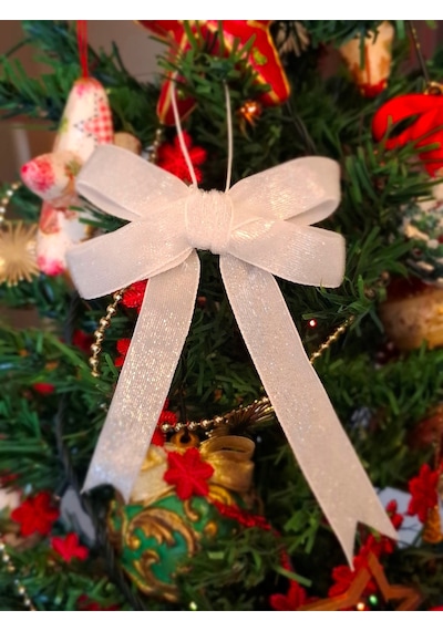 Premium Kadife El Emeği-5li Yılbaşı Ağaç Süsü Fiyonk Seti -kurdele Fiyonk Noel Ağacı Süsleme,