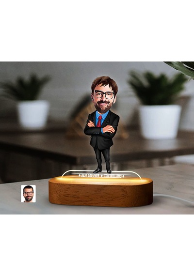 Bk Gift Kişiye Özel Baba Karikatürlü Dekoratif 3d Biblo Led Işıklı Gece Lambası-1, Babaya Hediye, Babalar Günü Hediyeleri Kobitmeyen138228 Bk Gift