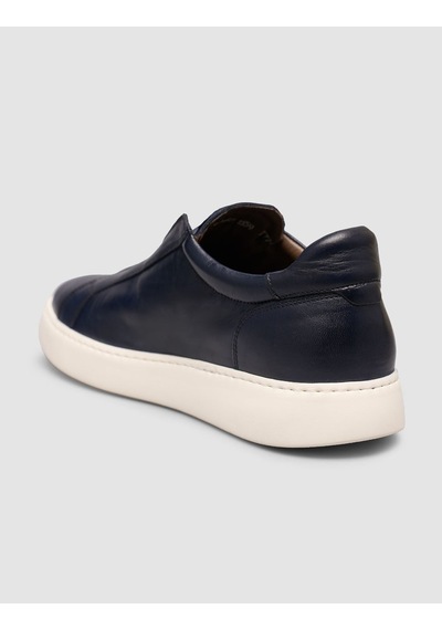 Cabani Lacivert Hakiki Deri Slip-on Sneaker Ayakkabı Lacivert