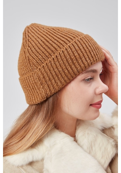 Derikem Basic Şık Standart Lüks Unisex Tiftik Bere Kahverengi