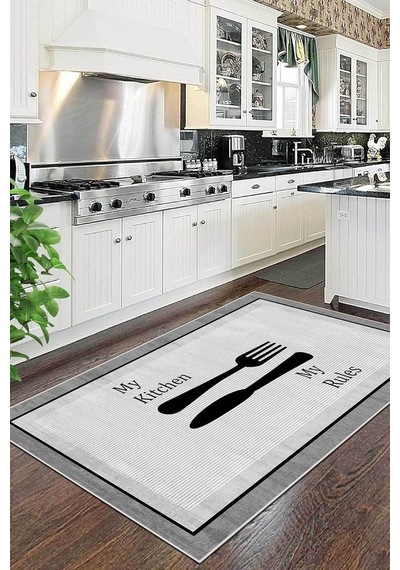Decomia Home Dijital Yıkanabilir Kaymaz Taban Kitchen Mutfak Halısı Mutfak Dekorasyon,siyah 80 X 300