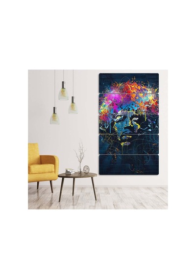 Grafiti Adam, Renkli Kafa - 5 Parçalı Tablo Görsel - 702503534 Görsel