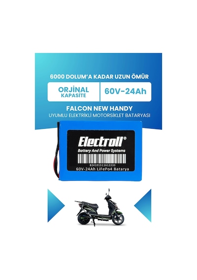 Falcon New Handy Uyumlu Batarya Standart Kapasite Lifepo4 60v 24ah Elektrikli Motorsiklet Bataryası