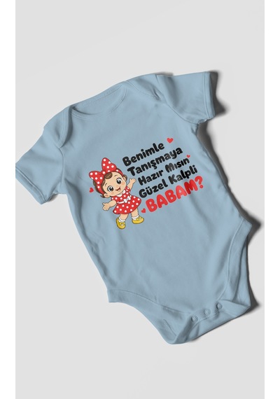 Morivokids Babaya Özel Kısa Kollu Bebek Body %100 Pamuk Zbn294-kk Bebe Mavisi