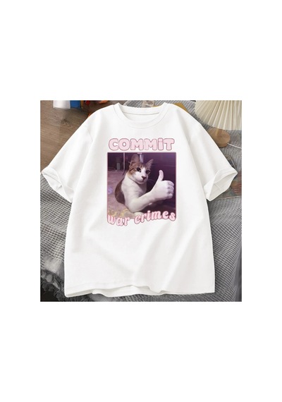 Tarzsokak Beyaz Savaş Suçları Komik Kedi Meme Grafik Tees Tops Giysi Tee Meme Tshirt Hara
