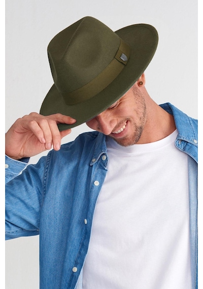 Külah Erkek Ayarlanabilir Haki Fedora Şapka - Haki