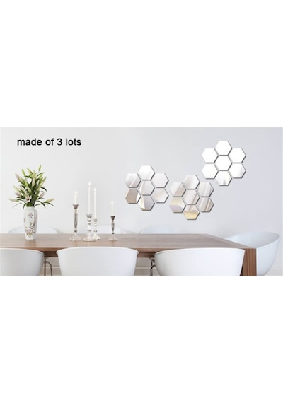 Altıköşe Altıgen Geometrik Hexagon 3Mm Cam 18X16 Duvar Boy Aynası