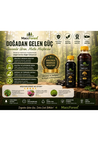Maccforest Premium Meşe Odun Sirkesi %100 Meşe Odunundan 6 Ay Dinlendirilmiş Konsantre Formül / 0.5 Lt. 0.5 KG