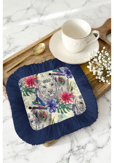 Egzotik Kaplan Çiçek Motifli Püsküllü Sunum Peçetesi - Tropikal Bohem Lacivert Bardak Altlığı Mendil Fırtına Zeytin Egzotik Kaplan Çiçek Motifli Püsküllü Sunum Peçetesi - Tropikal Bohem Lacivert Bardak Altlığı Mendil Fırtına Zeytin