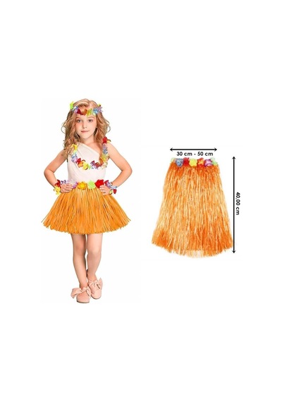 Hawaii Hula Eteği Turuncu Renk 40 Cm 5615