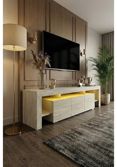 Kale Ledli Tv Ünitesi 200 Cm Traverten