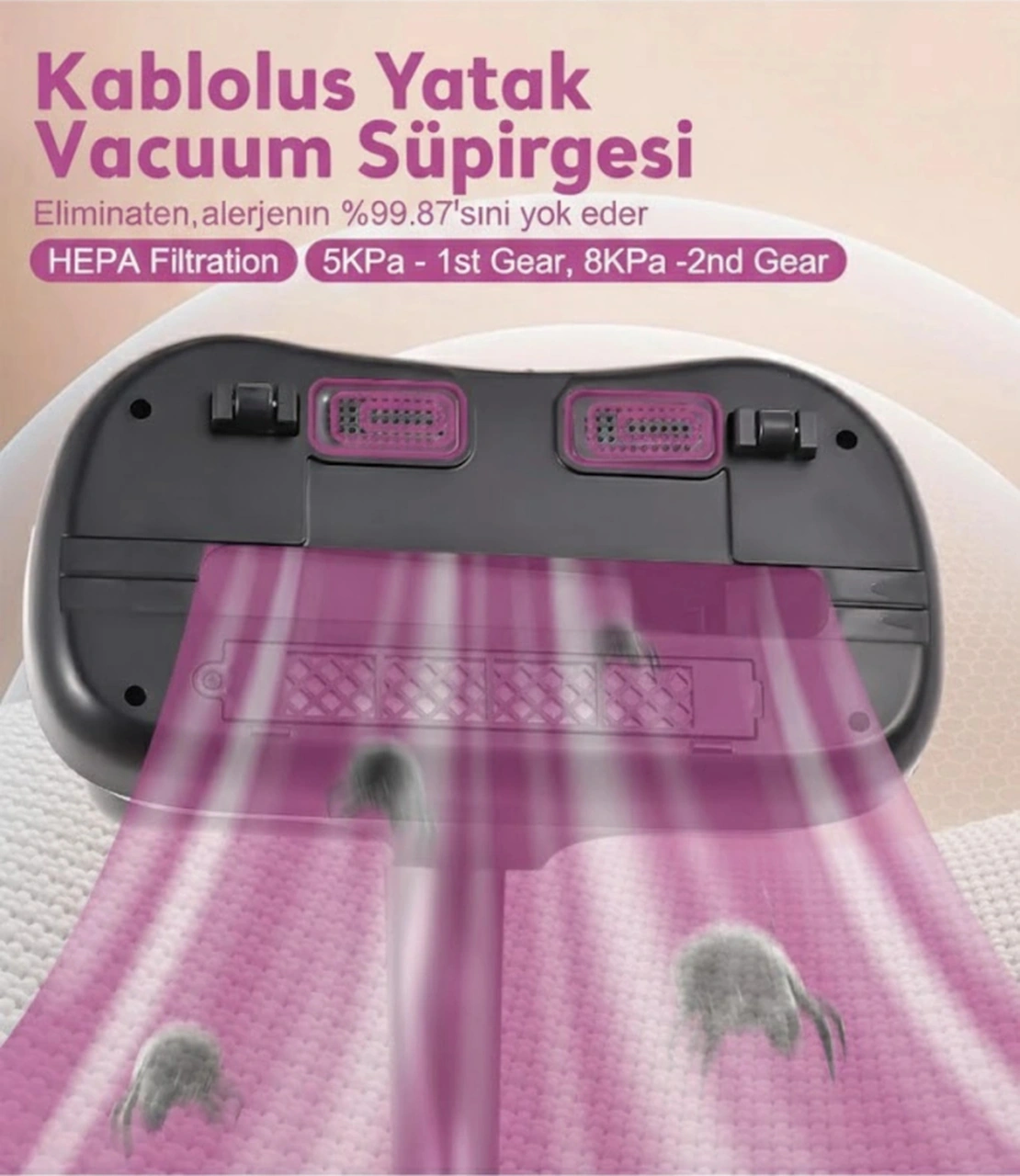 Glr G-168 Güçlü Akar Temizleyici Uv Işınlı El Tipi Yatak Ve Koltuk Hijyen Süpürgesi 100w, 12v Lit