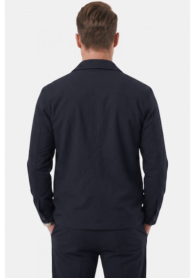 Rizzup Lacivert Slim Fit Gofre Dokulu Yazlık Spor Takım Elbise Yarım Astarlı Likralı 2 Li Kombin 2604007