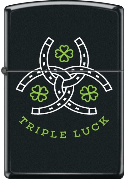 Zippo Triple Luck Dizayn Çakmak Siyah