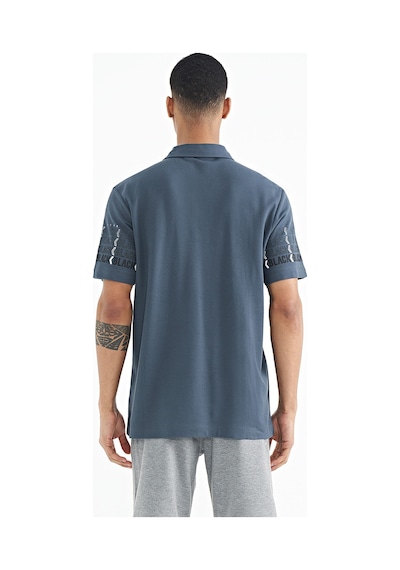 Tommylife Tommy Life Orman Yeşili Kol Baskı Detaylı Polo Yaka Standart Form Erkek T-shirt - 88240 Orman Yeşili