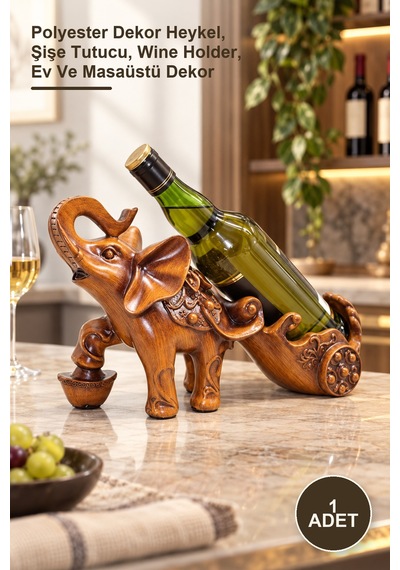 1 Adet Fil Figürü Şaraplık Polyester Dekor Heykel, Şişe Tutucu, Wine Holder, Ev Ve Masaüstü Dekor