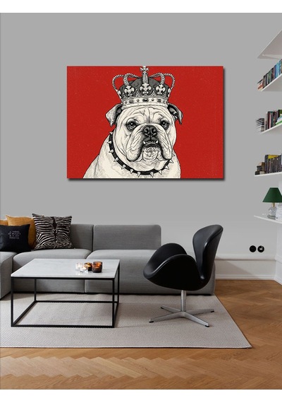 Kanvas Tablo Kral Tacı Takmış Bulldog