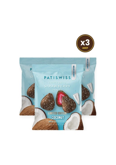 Sütlü Çikolatalı Hindistan Cevizli Çilek Draje, 50g X 3 Adet