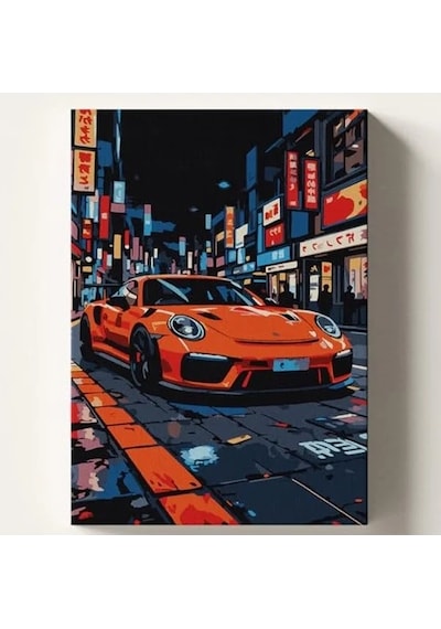 Japon Porsche Temalı Sayılarla Boyama Seti, 50x70 Cm