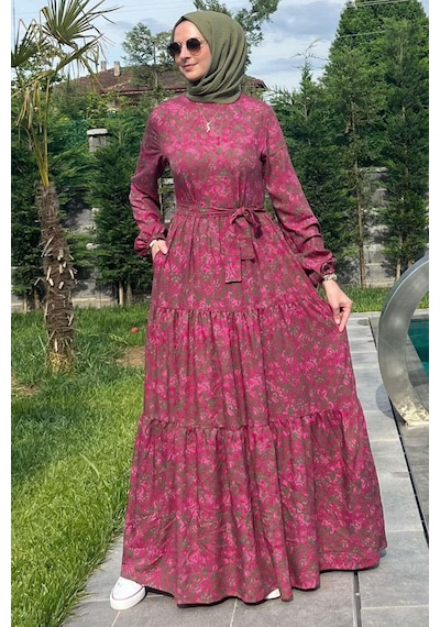 Rabia Şamlı Betül Gül Kurusu Elbise Gülkurusu