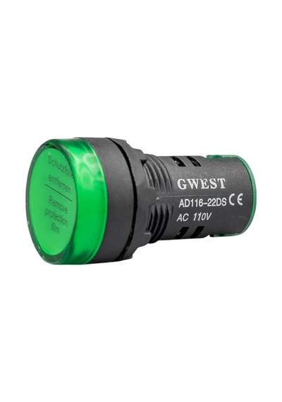 Gwest 22 - 110v - Y Led Sinyal 110v. Ac-dc Yeşil 10 Adet