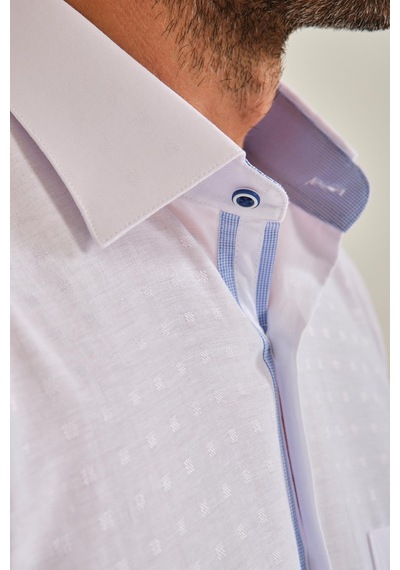 Klasik Kısa Kol Açık Zemin Kutu Desen Keten Cotton Hediye Kutulu Erkek Gömlek Fs-000745 - Beyaz Açık Mavi-1673 Klasik Kısa Kol Açık Zemin Kutu Desen Keten Cotton Hediye Kutulu Erkek Gömlek Fs-000745 - Beyaz Açık Mavi-1673