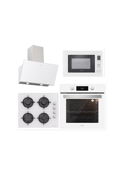Silverline BO6504W01 - CS5349W01 - 3457 Soho 60 - MW9018W01 Beyaz Cam Ankastre Set