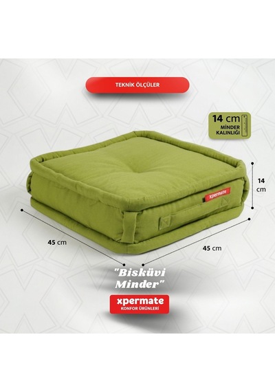 Xpermate Bisküvi Minder Petek Önü Fransız 45x45x14 Yeşil