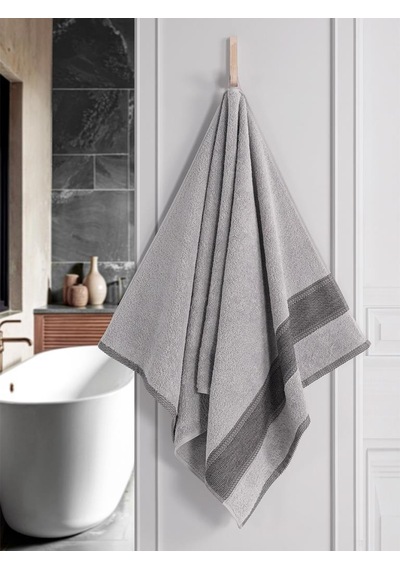 %100 Cotton Saç Havlusu Maura 70x140 Cm Açık Gri