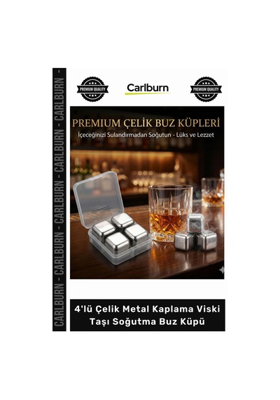 Özel Üretim Gold Lüks Paslanmaz Hediye Seti Şık 4'lü Çelik Metal Kaplama Viski Taşı Soğutma Buz Küpü Çok Renkli