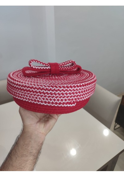 El Örmesi Kalp Kapaklı Organizer Sepet Kırmızı