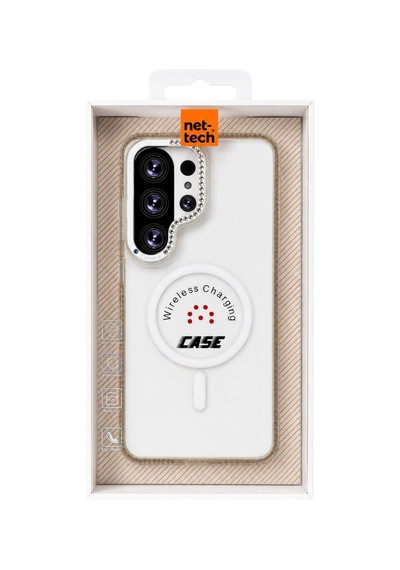 Nettech Samsung Galaxy S25 Ultra Uyumlu Taşlı Seri Arka Koruma Kılıf - Gold