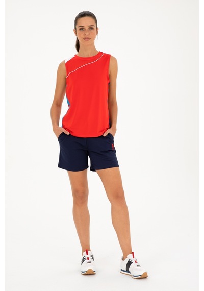 U.S. Polo Assn. Kadın Kırmızı Kolsuz Bisiklet Yaka Tişört 50284345-VR030
