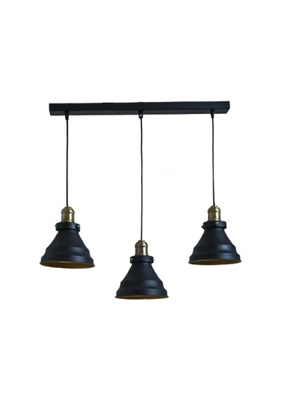 Dylight Retro Metal Siyah 3 Lü Masa Üstü Sıralı Dekoratif Rustik Sarkıt Avize 60 Cm Genişlik Beyaz