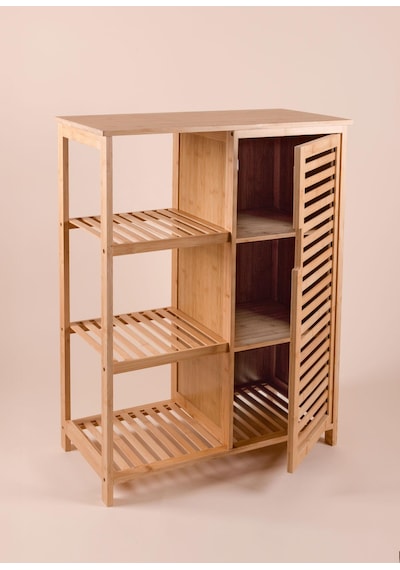 The Mia Bambu 4 Katlı Kapaklı Düzenleyici Dolap Raf 87x66x33 Cm Çok Renkli