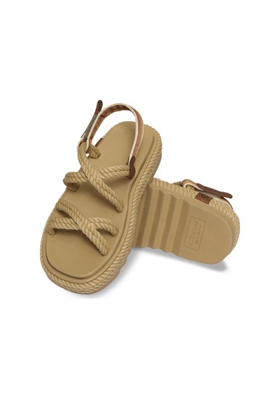 Bohonomad Tahiti Mid Platform Kadın Sandalet - Bej